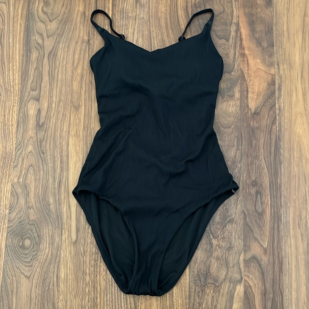 AERIE One-Piece Back-Tie Ribbed Swimsuit